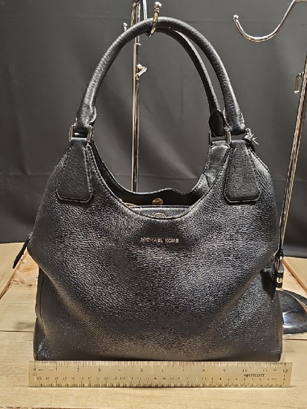 Michael Kors Black Leather Double-Handle Shoulder Bag - Picture 8 of 15